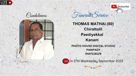 Funeral Service Live Thomas Mathai 80 YouTube