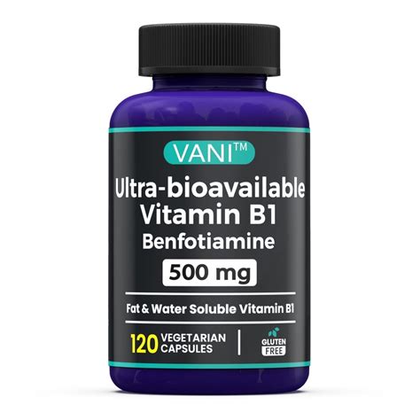 Vitamin B1 500mg With Benfotiamine 120 Capsules Fat Water Soluble