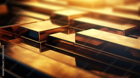 Massive Heap Of Gleaming Gold Bars Concept Of Wealth Prosperity And