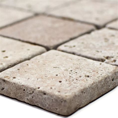 Carreaux Pierre Naturelle Travertin Patara Noce 10x10cm