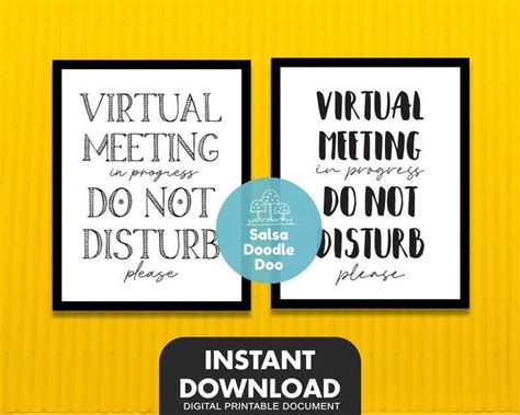 Printable Zoom Virtual Meeting Sign PDF Home Office WFH Wall Decor Do ...