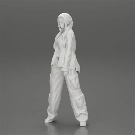 3D Printable gangster homies lowrider girl posing in long open shirt ...