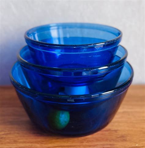 Vintage Anchor Hocking Cobalt Blue Glass Nesting Mixing Bowl Etsy