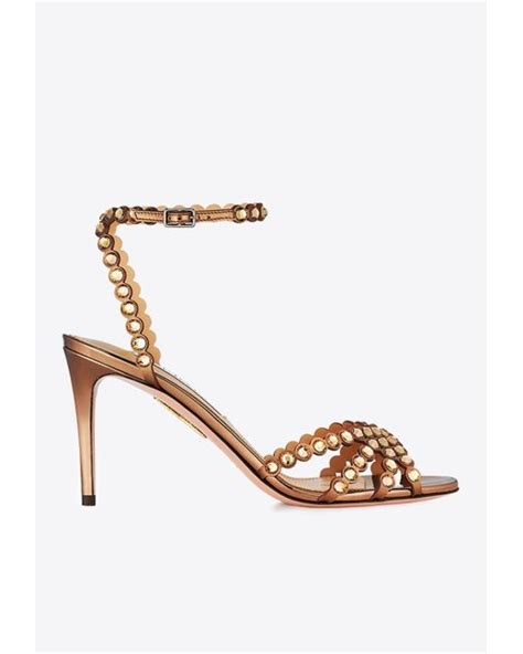 Aquazzura Tequila 85 Crystal Embellished Sandals In White Lyst