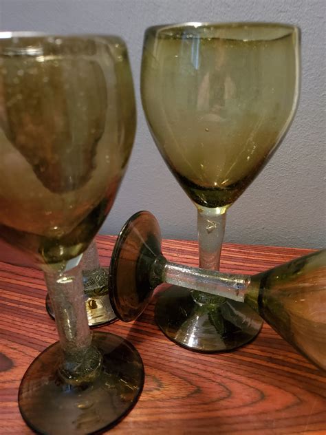 Handblown Glasses Handmade Glass Blown Glass Wine Drinking Etsy