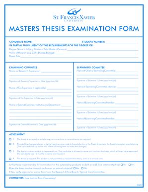 Fillable Online MASTERS THESIS ExAMInATIon FoRM Fax Email Print PdfFiller