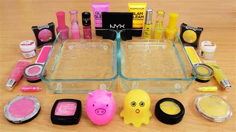 Mixing Makeup Eyeshadow Into Slime Pink Vs Yellow Special Series Part