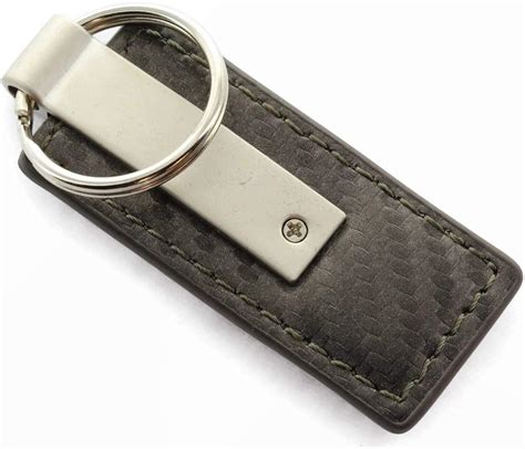 Amazon Au Tomotive Gold Carbon Fiber Rectangular Leather Key Chain