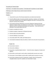 ACCT 101 Final Review Accounting 101 Review Sheet Final Exam 50