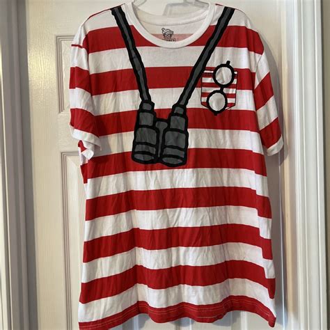 Where S Waldo Cosplay Costume Striped Tee T Shirt Red Gem