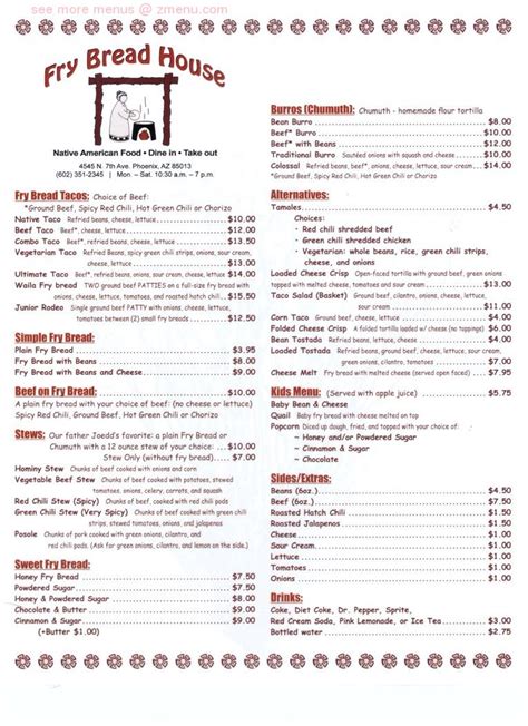 Online Menu of The Fry Bread House Restaurant, Phoenix, Arizona, 85013 ...