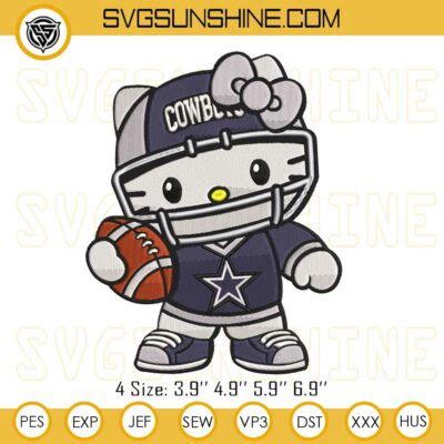 Hello Kitty Football Dallas Cowboys Embroidery Design