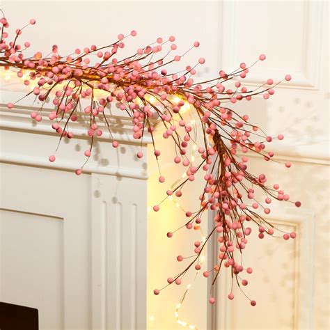 Amazon Riceshoot Piece Christmas Pre Lit Berry Garland Ft Xmas