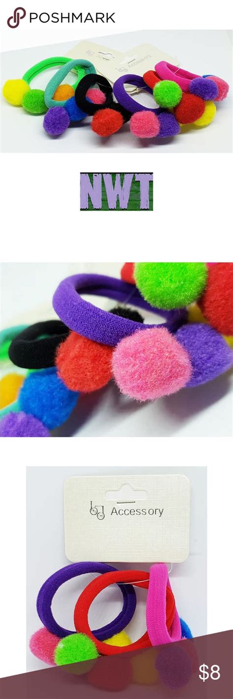 Colorful Pom Pom Ponytail Holders