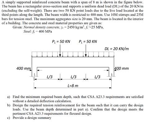 Solved A Simply Supported Reinforced Concrete Beam With