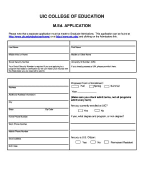 Fillable Online Uic Uic College Application Form Fax Email Print