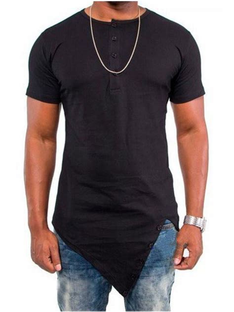 Homme Chemise Henley Shirt T shirt Tee Eté Manches Courtes Couleur unie