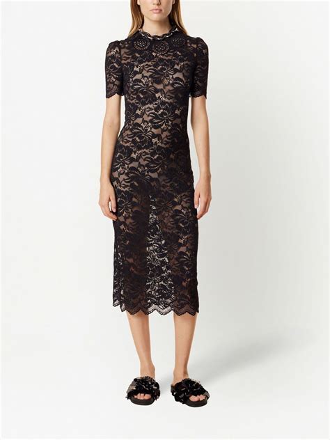 Rabanne Floral Lace Dress Black Farfetch