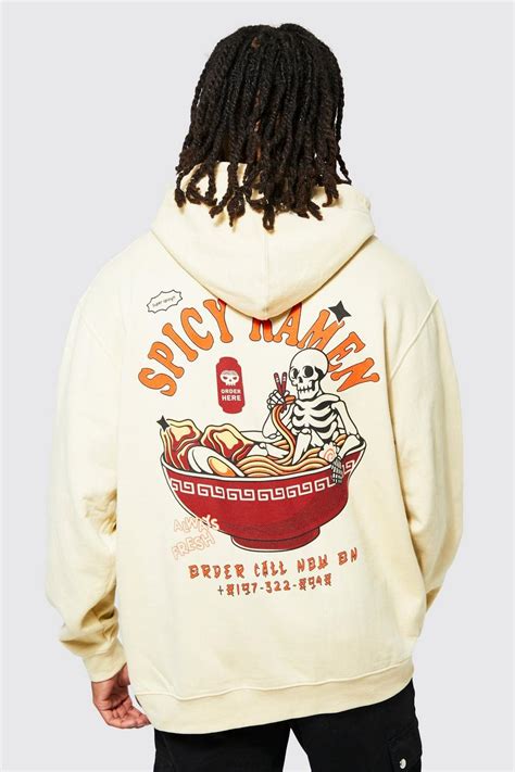 Oversized Skeleton Ramen Graphic Hoodie Boohoo