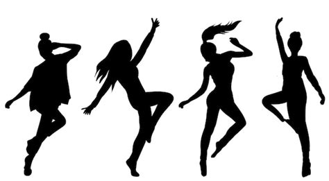 Premium Vector Women Girls Dancing Black Silhouette Isolated Vector