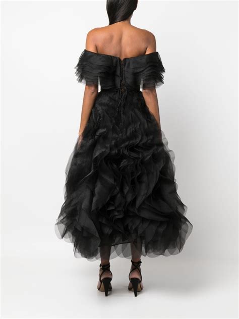 Ana Radu Fully Ruffled Maxi Dress Black Farfetch