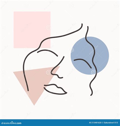 Abstract Woman Face One Line Drawing Portret Minimalistic Style Continuous Line Stock Vector