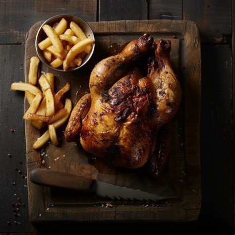 Premium Photo Plate With Roasted Chicken