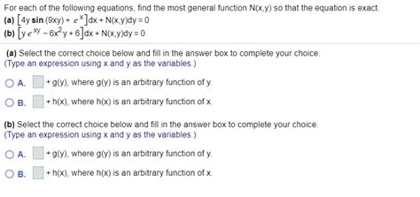 Solved For Each Of The Following Equations Find The Most