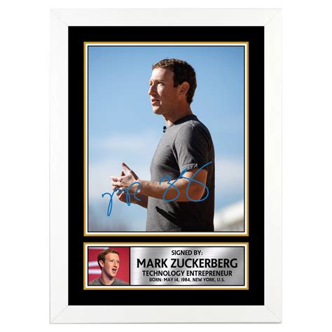 Mark Zuckerberg Famous Businessmen Autographed Poster Print Photo Signature T Celebrity