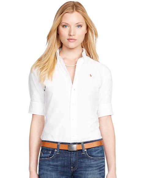 Polo Ralph Lauren Short Sleeve Oxford Shirt In White Lyst