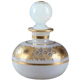 Pair Of Opaline Flasks With Gothic Decoration Perfume Bottle Art