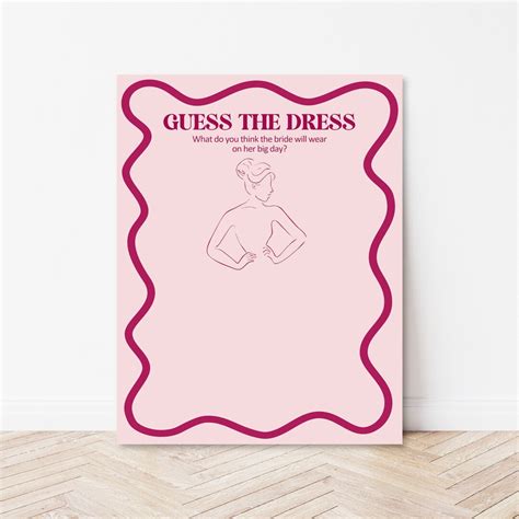 Guess The Dress Game Retro Wavy Pink Bridal Shower Valentine Bridal