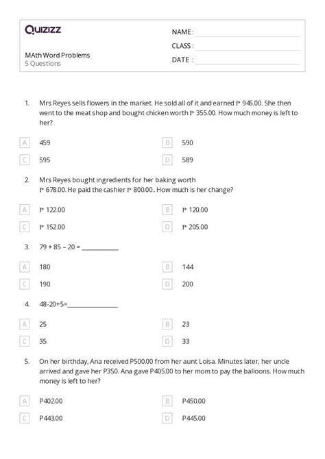 50 Math Word Problems Worksheets For 2nd Grade On Quizizz Free And Printable