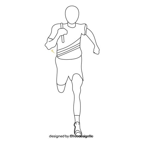 Track and field runner athlete black and white clipart free download