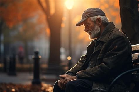 Premium AI Image | photograph of a sad old man sitting