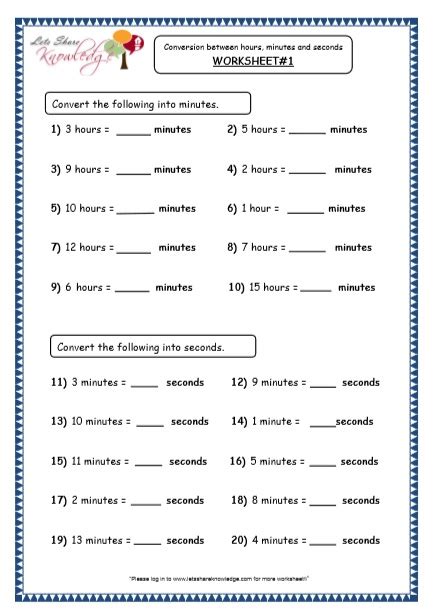 Time Conversion Worksheets Free Printable