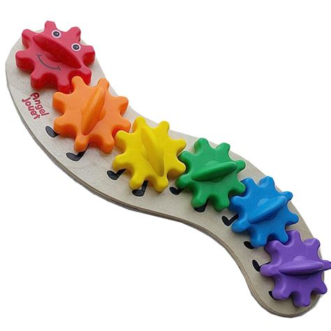 Buy Nivni Melissa And Doug Rainbow Caterpillar Gear Toy Wood Gear