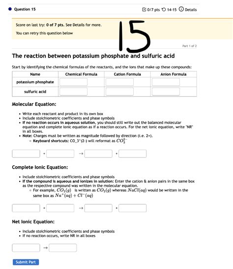 Solved The reaction between potassium phosphate and sodium | Chegg.com