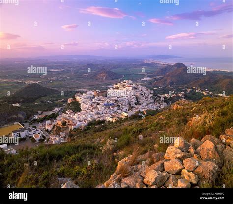 Mojacar View Over Village At Sunrise Costa Almeria Spain Stock Photo