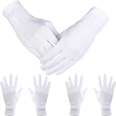 Wchoess 3 Pairs White Gloves Nylon Cotton Gloves White Cotton Gloves