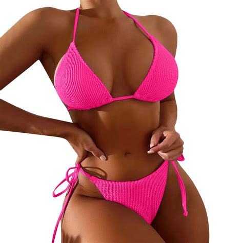 Daznico Swim Suits For Women 2024 Women Halter Bikini Set V Neck Sexy