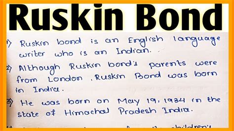 Ruskin Bond Line Essay In English L Ruskin Bond Biography L Line