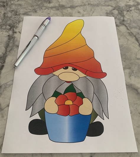 Digital Pdf Stained Glass Gnome Pattern Etsy