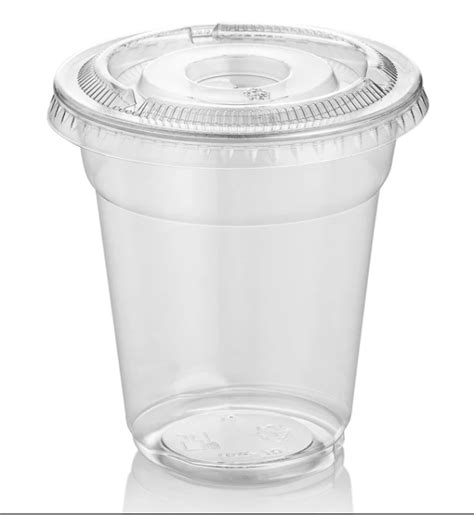 Multipack Disposable Clear Plastic Cups With Flat Lid Pet Pack Of