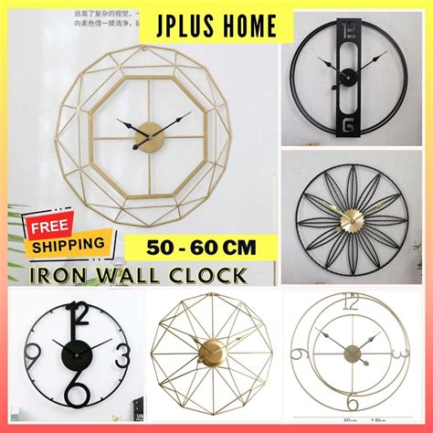 Cl Modern Iron Wall Clock Simple Black Gold Metal Clock Jam