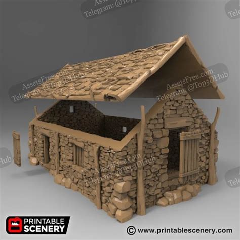 Stone Barn 3d Print Model Download Free