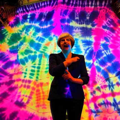 Theresa May At A Psytrance Club Magic Mushrooms Stable Diffusion