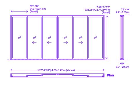 Multi Slide Door Stacking Panels Bi Part Dimensions Drawings