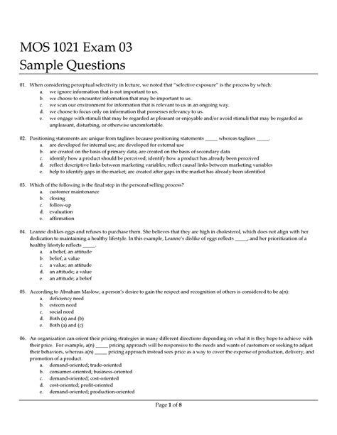 Mos1021 Exam03samplequestions Mos 1021 Exam 03 Sample Questions