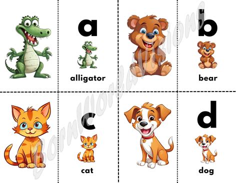 ABC Animals Printable Flashcards DIY Cutouts Bundle Printable Alphabet ...